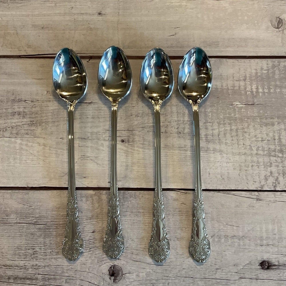Reed & Barton Stainless Flatware Renaissance Set Of 4 Iced Tea Spoons